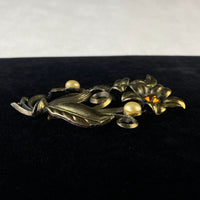 Vintage Little Nemo Flower Rhinestone Faux Pearl Brooch Pin