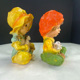 Vintage Universal Statuary Boy and Girl Figurine Statues 1974