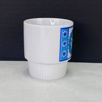Vintage Stackable Coffee Cup White Blue Flower Stylecraft Japan