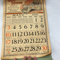 1931 Rexall Drugs Weather Chart Wall Calendar Sterling Colorado Advertising