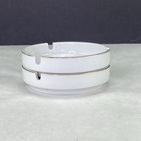 Vintage Stacking Ashtrays White Gold Trim Set of 2