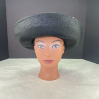 Vintage Black Woven Brimmed Derby Hat Evelyn Varon Millinery Size 22 1/2