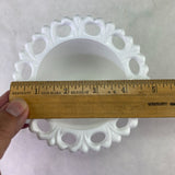 Vintage Indiana Lorain Milk Glass Lace Edge Compote Candy Dish