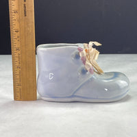 Vintage Baby Bootie Laced Shoe Ceramic Planter