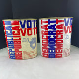 Vintage Vote Republican Democrat Metal Waste Basket Trash Can JL Clark