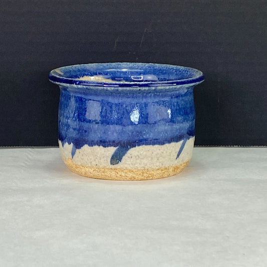Studio Pottery Coil Blue Drip Glaze Pot Planter Signed JMB