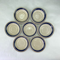 Vintage Yamaka Contemporary Chateau Stoneware Cobalt Blue Japan Saucers Lot of 7