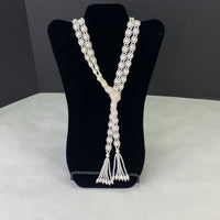 Vintage Lariat Faux Pearl Flapper Necklace with Tassels