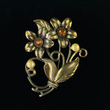 Vintage Little Nemo Flower Rhinestone Faux Pearl Brooch Pin