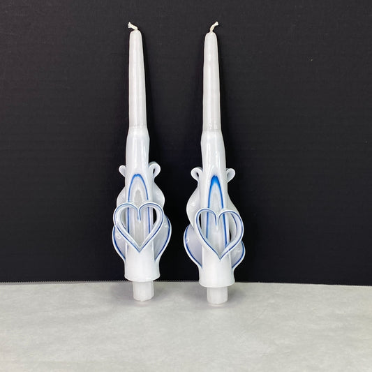 Holland House Sculpted Taper Heart Candles Blue White