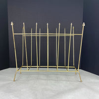 Vintage MCM Gold Tone Metal Magazine Rack with Arrow Tips