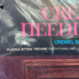 Vintage Avon Creative Needle Craft Crewel Embroidery Kit Playful Kitten NEW
