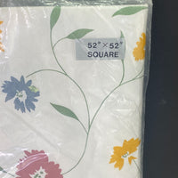 Vintage Town & Country Linen Flannel Back Floral Tablecloth 52" Square NIB NEW