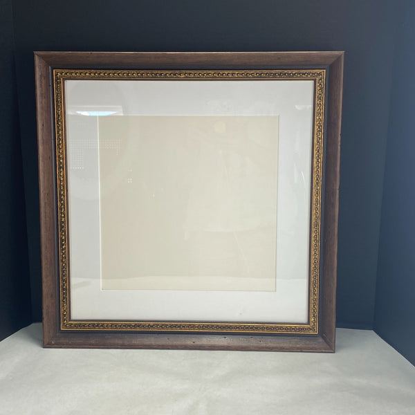 Solid Wood Picture Art Wall Frame Matted for 12"x12" Brown Gold