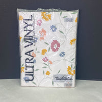 Vintage Town & Country Linen Flannel Back Floral Tablecloth 52" Square NIB NEW