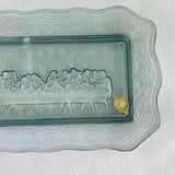 Vintage Tiara Last Supper Smoke Gray Glass Plate with Box