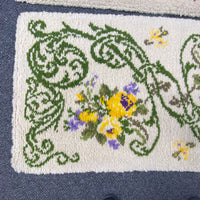 Vintage Accent Hook Rugs Floral Design Set of 2 Yellow Flowers