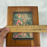 Vintage Hinged Wood Box Jewelry Storage Keepsake Flowers