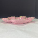 Vintage Mid Century California Pottery 291 Shell Chip Dip Tray Pink Gold Tone