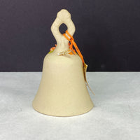 Flambro Bisque Porcelain Orange Roses Raised Flowers Bell with Tag