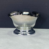 Vintage Silver Fade Glass 3 Side Snack Dip Bowl Chrome Base