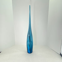 Blown Art Glass Spire Bottle Vase Sculpture Blue Black Stripe