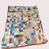 Vintage  Hand Made Patchwork Quilt Squares Cutter Crafts 88" x 84"