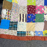 Vintage  Hand Made Patchwork Quilt Squares Cutter Crafts 88" x 84"