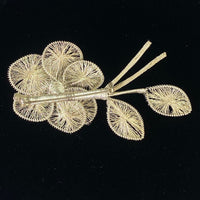 Vintage Spun Wire Silver Tone Flower Faux Pearl Brooch Pin