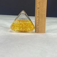 Vintage Goldenflow Studios Hand Blown Glass Pyramid Gold Flake Snow Globe