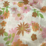 Vintage Perma Prest Pink Orange Flower Full Bed Fitted Flat Sheets Pillow Case