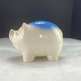 Vintage Smash Break Open Ceramic Piggy Bank Blue White