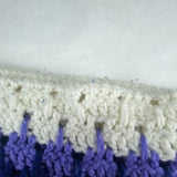 Hand Made Knit Afghan Blanket Blue Purple White Green 45x76