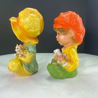 Vintage Universal Statuary Boy and Girl Figurine Statues 1974