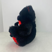 Dandee Black Teddy Bear Plush Red Heart Feet Bow