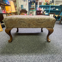 Large Upholstered Paisley Fabric Foot Stool