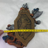 Vintage Medieval Swords Lion Shield Coat Of Arms Chalkware Wall Hanging Plaque