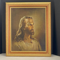 Vintage 1940 Kriebel Bates Warner Sallman Head of Christ Jesus Framed Print