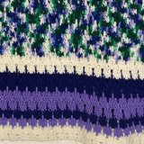 Hand Made Knit Afghan Blanket Blue Purple White Green 45x76