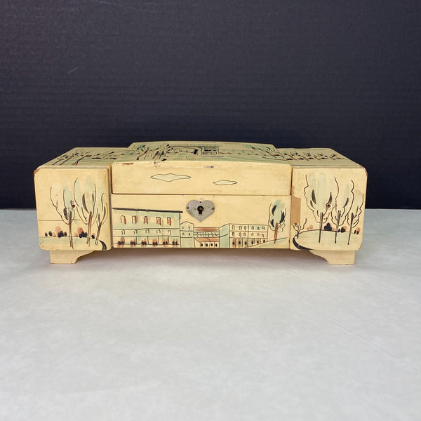 Vintage Music Jewelry Box Hand Painted Lacquer Wood Japan