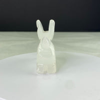 Vintage White Onyx Stone Carved Rabbit Figurine