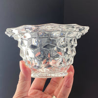 Vintage Fostoria American Clear Glass Cube Footed Mayonnaise Condiment Bowl