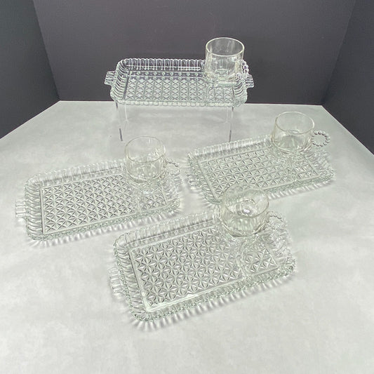 Vintage Orchard Crystal Party Set 8 Piece Plates Cups Sip and Smoke