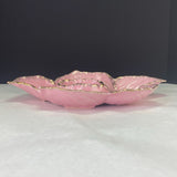Vintage Mid Century California Pottery 291 Shell Chip Dip Tray Pink Gold Tone
