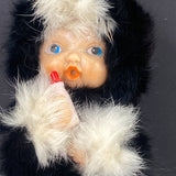 Vintage Eskimo Baby Doll Rubber Face Hands Real Fur with Bottle