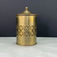 Vintage Bradley Hubbard Humidor Tobacco Jar Cylinder Filigree Brass