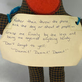 Vintage Hand Made Fabric Gag Gift Dammit Doll 12"