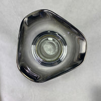 Vintage Silver Fade Glass 3 Side Snack Dip Bowl Chrome Base