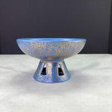 Vintage MCM Royal Haeger 707-S Pedestal Candy Dish Gold Tweed Blue