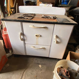 Vintage Wood Burning Stove Oven White Enamel